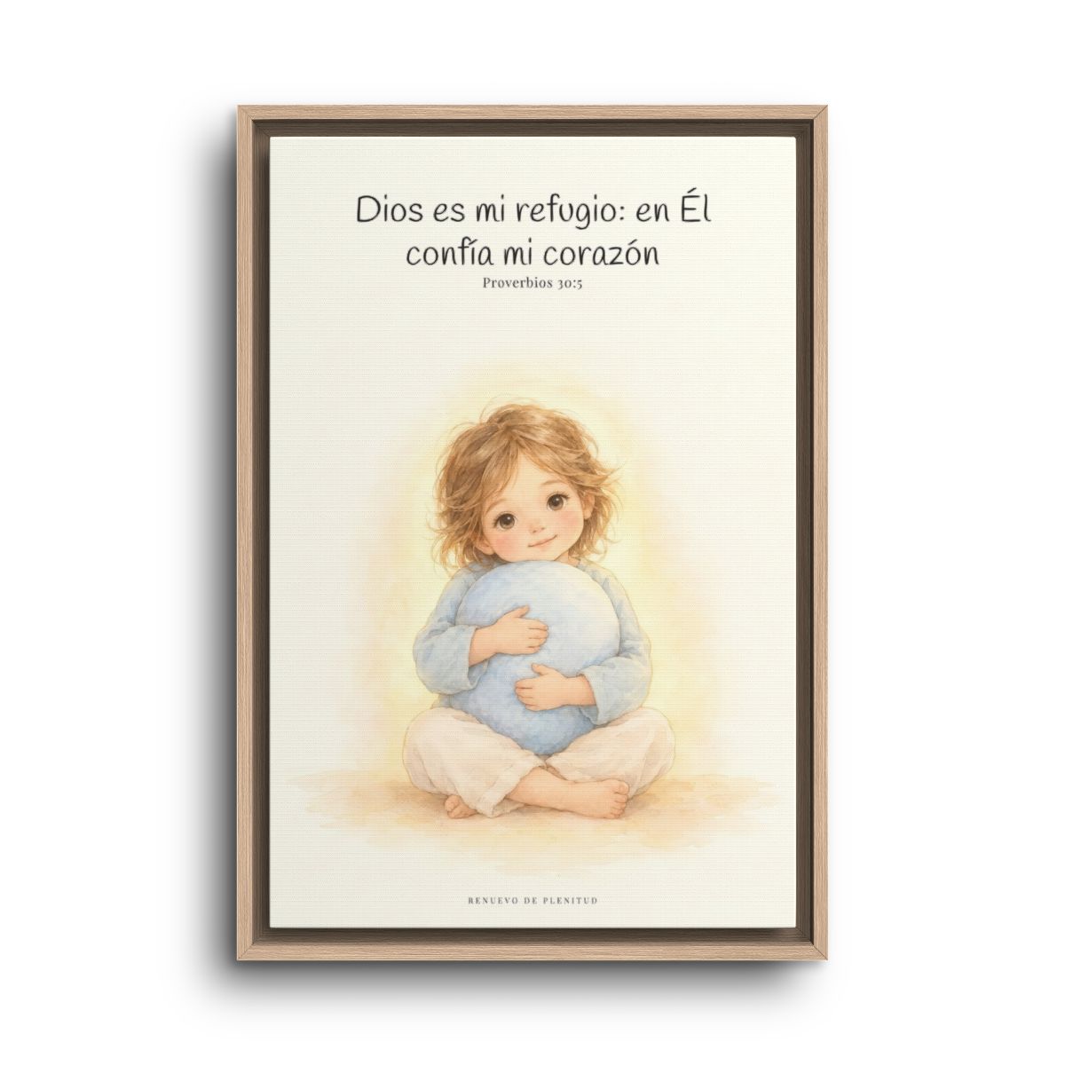 En Dios encuentro mi refugio | Cuadro bíblico para el hogar | Proverbios 30:5 — 16×24 pulgadas, marco natural, vista frontal