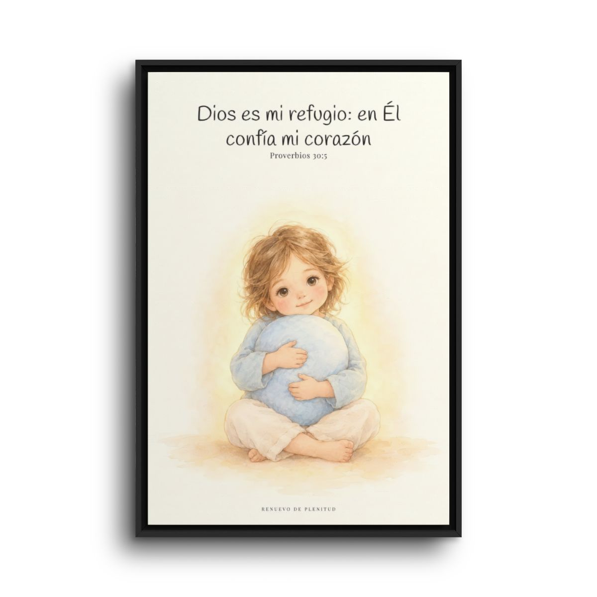 En Dios encuentro mi refugio | Cuadro bíblico para el hogar | Proverbios 30:5 — 24×36 pulgadas, marco negro, vista frontal