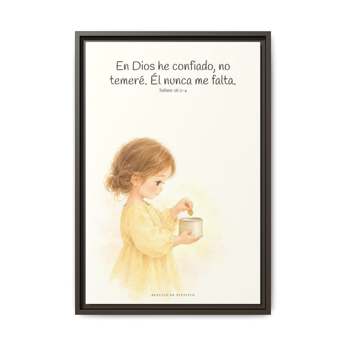 En Dios he confiado, no temeré — Lienzo Cristiano Enmarcado | Salmo 56:3-4 — 16×24 pulgadas, marco espresso, vista frontal