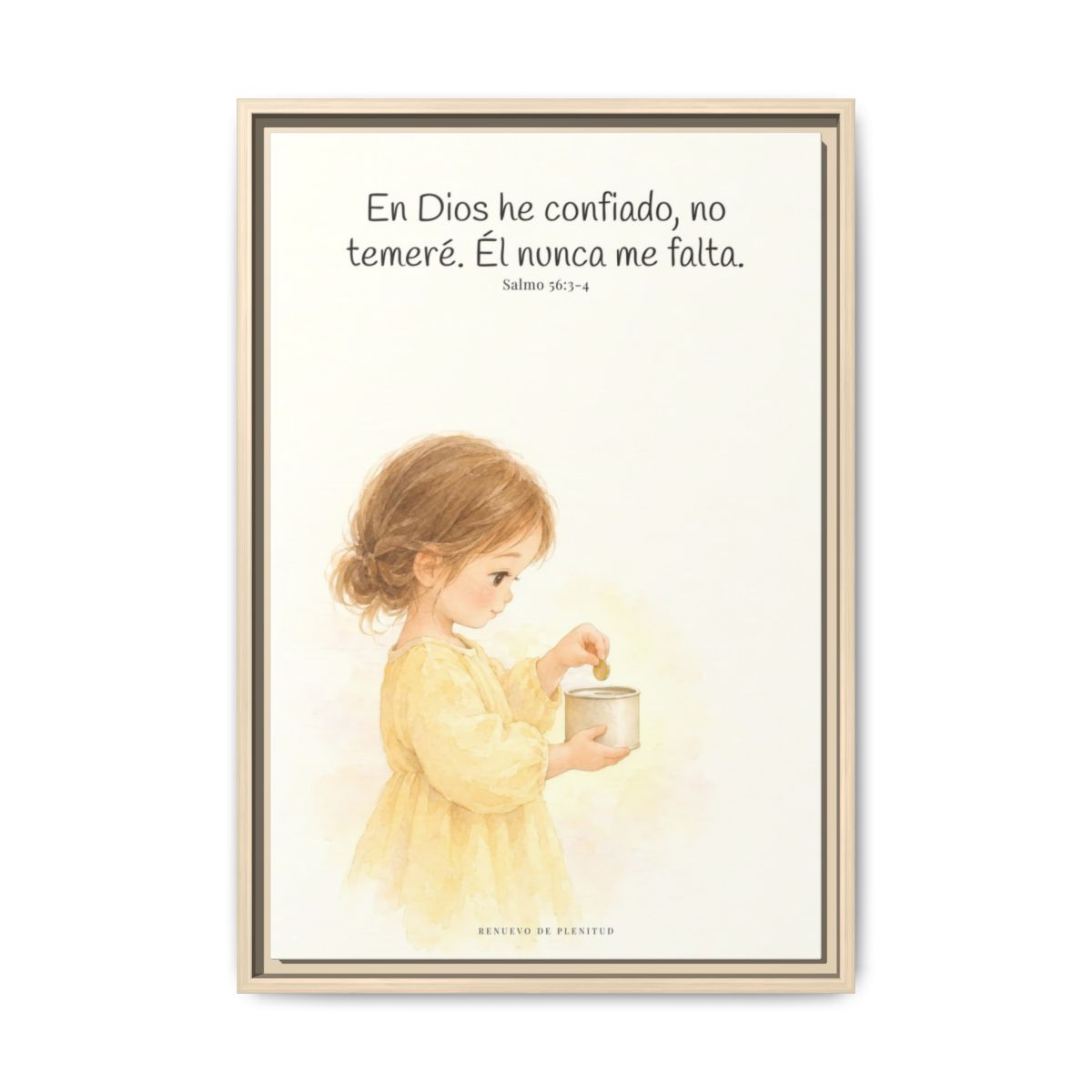 En Dios he confiado, no temeré — Lienzo Cristiano Enmarcado | Salmo 56:3-4 — 16×24 pulgadas, marco natural, vista frontal