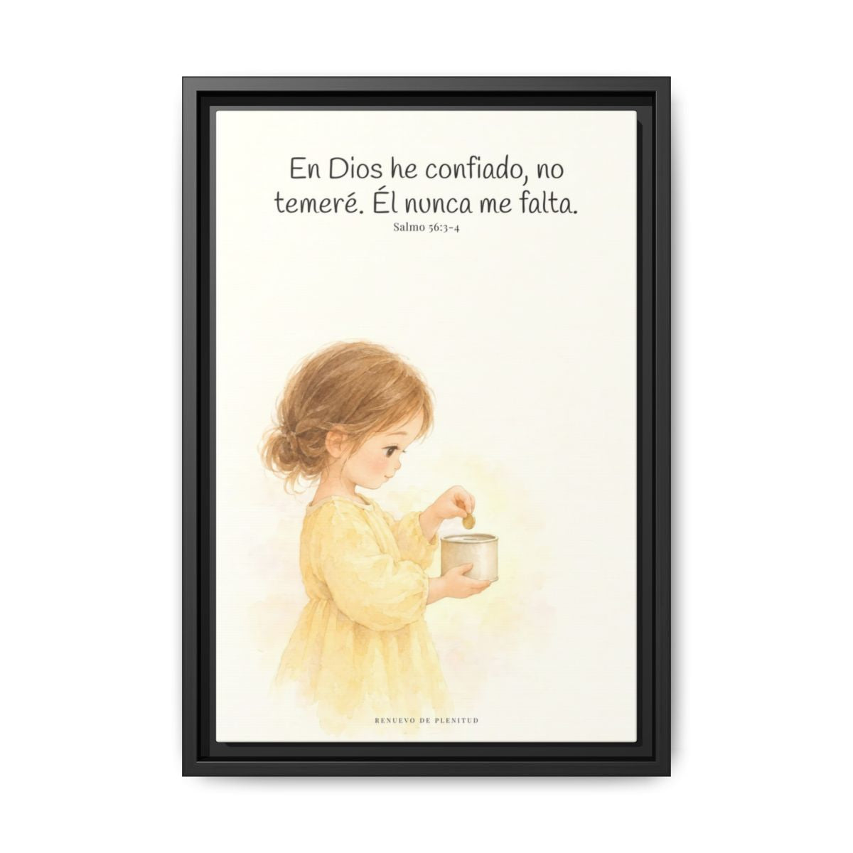 En Dios he confiado, no temeré — Lienzo Cristiano Enmarcado | Salmo 56:3-4 — 12×18 pulgadas, marco negro, vista frontal