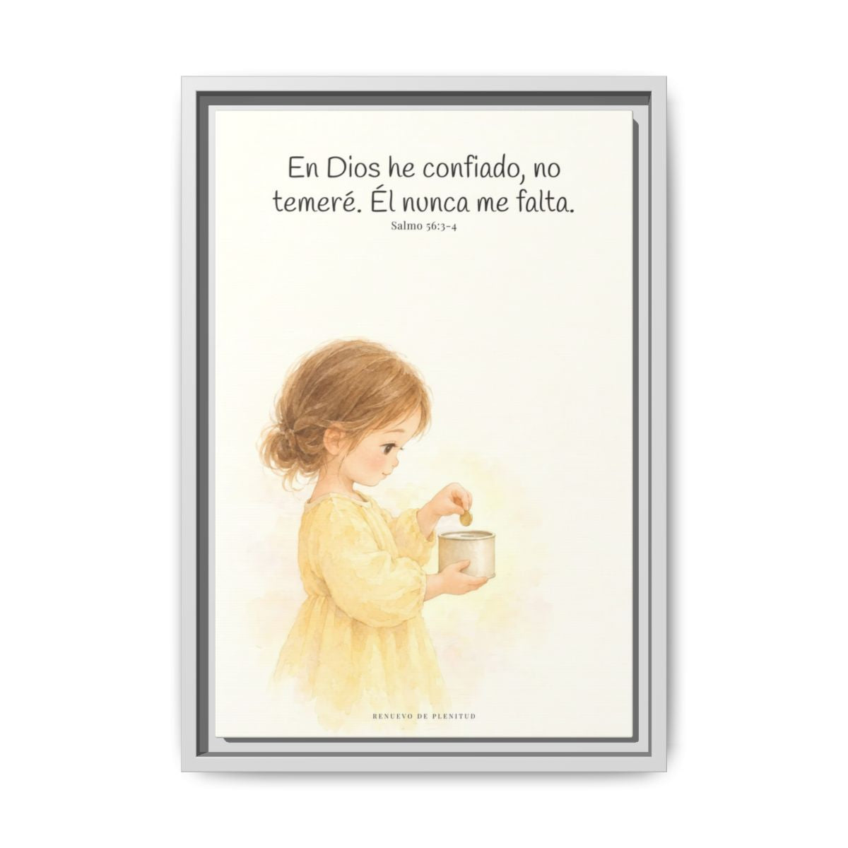 En Dios he confiado, no temeré — Lienzo Cristiano Enmarcado | Salmo 56:3-4 — 12×18 pulgadas, marco blanco, vista frontal