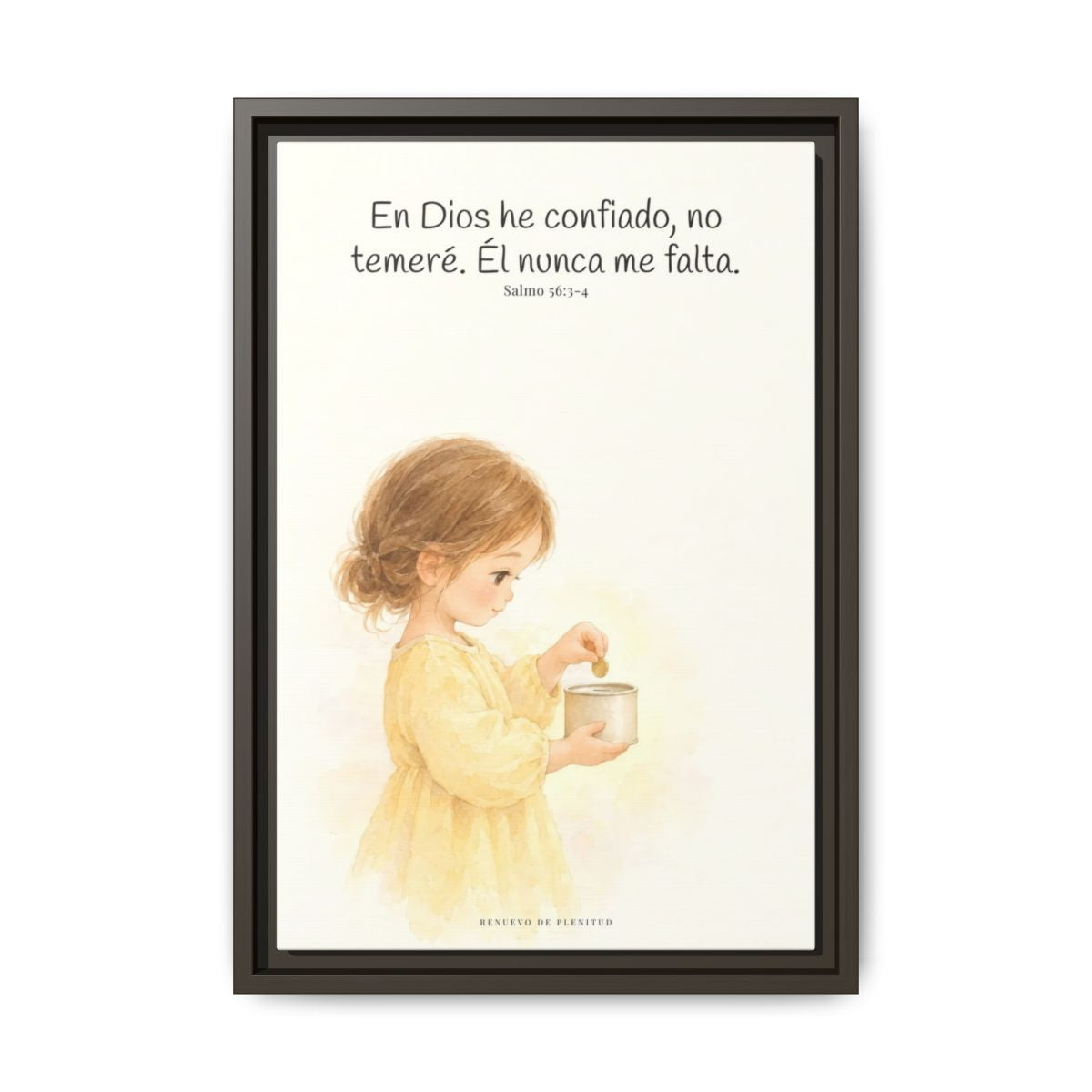 En Dios he confiado, no temeré — Lienzo Cristiano Enmarcado | Salmo 56:3-4 — 12×18 pulgadas, marco espresso, vista frontal