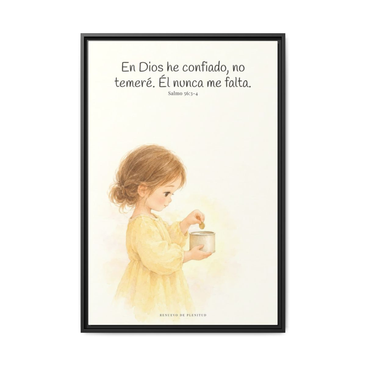 En Dios he confiado, no temeré — Lienzo Cristiano Enmarcado | Salmo 56:3-4 — 24×36 pulgadas, marco negro, vista frontal