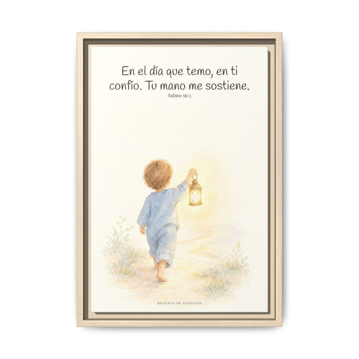 En el día que temo, en ti confío — Lienzo Cristiano Enmarcado | Salmo 56:3 — 12×18 pulgadas, marco natural, vista frontal