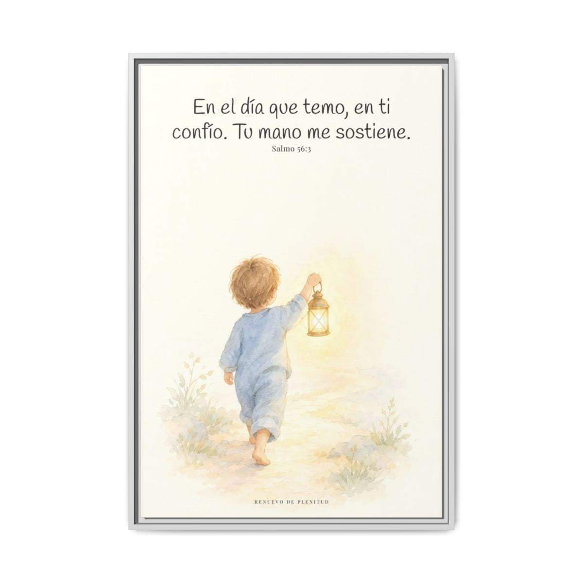 En el día que temo, en ti confío — Lienzo Cristiano Enmarcado | Salmo 56:3 — 24×36 pulgadas, marco blanco, vista frontal
