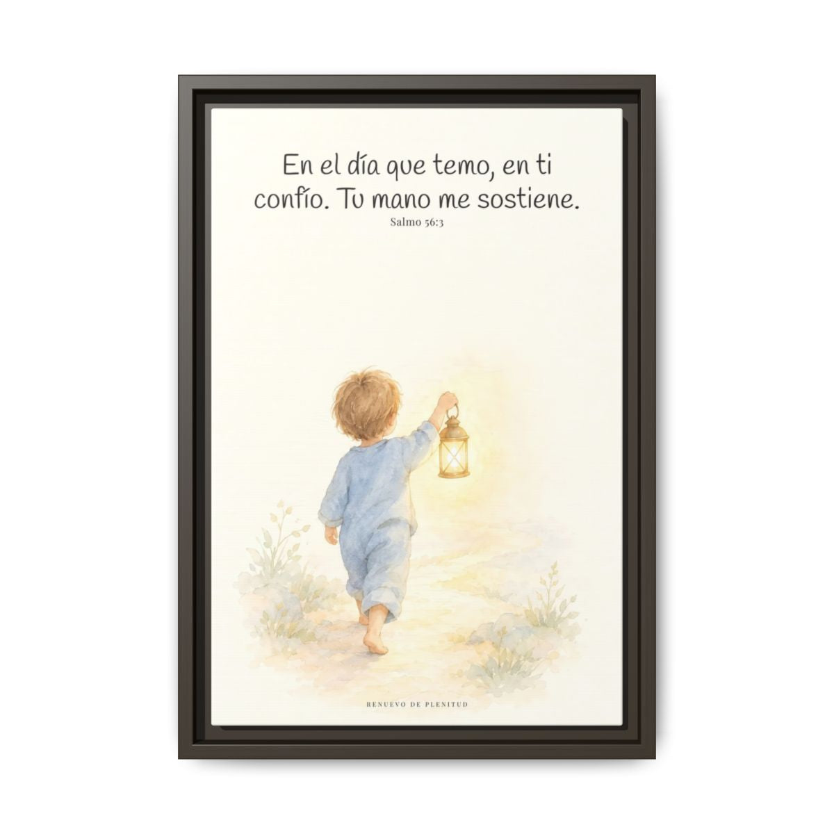 En el día que temo, en ti confío — Lienzo Cristiano Enmarcado | Salmo 56:3 — 12×18 pulgadas, marco espresso, vista frontal