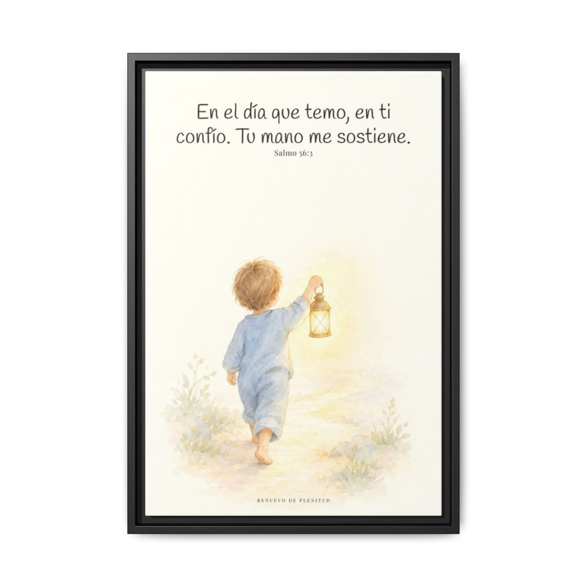 En el día que temo, en ti confío — Lienzo Cristiano Enmarcado | Salmo 56:3 — 16×24 pulgadas, marco negro, vista frontal