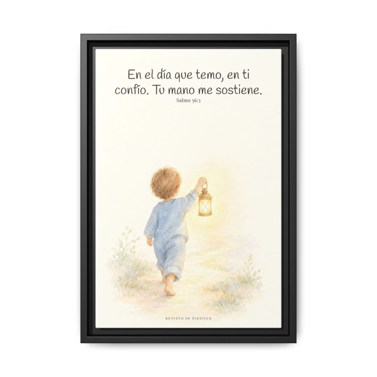 En el día que temo, en ti confío — Lienzo Cristiano Enmarcado | Salmo 56:3 — 12×18 pulgadas, marco negro, vista frontal
