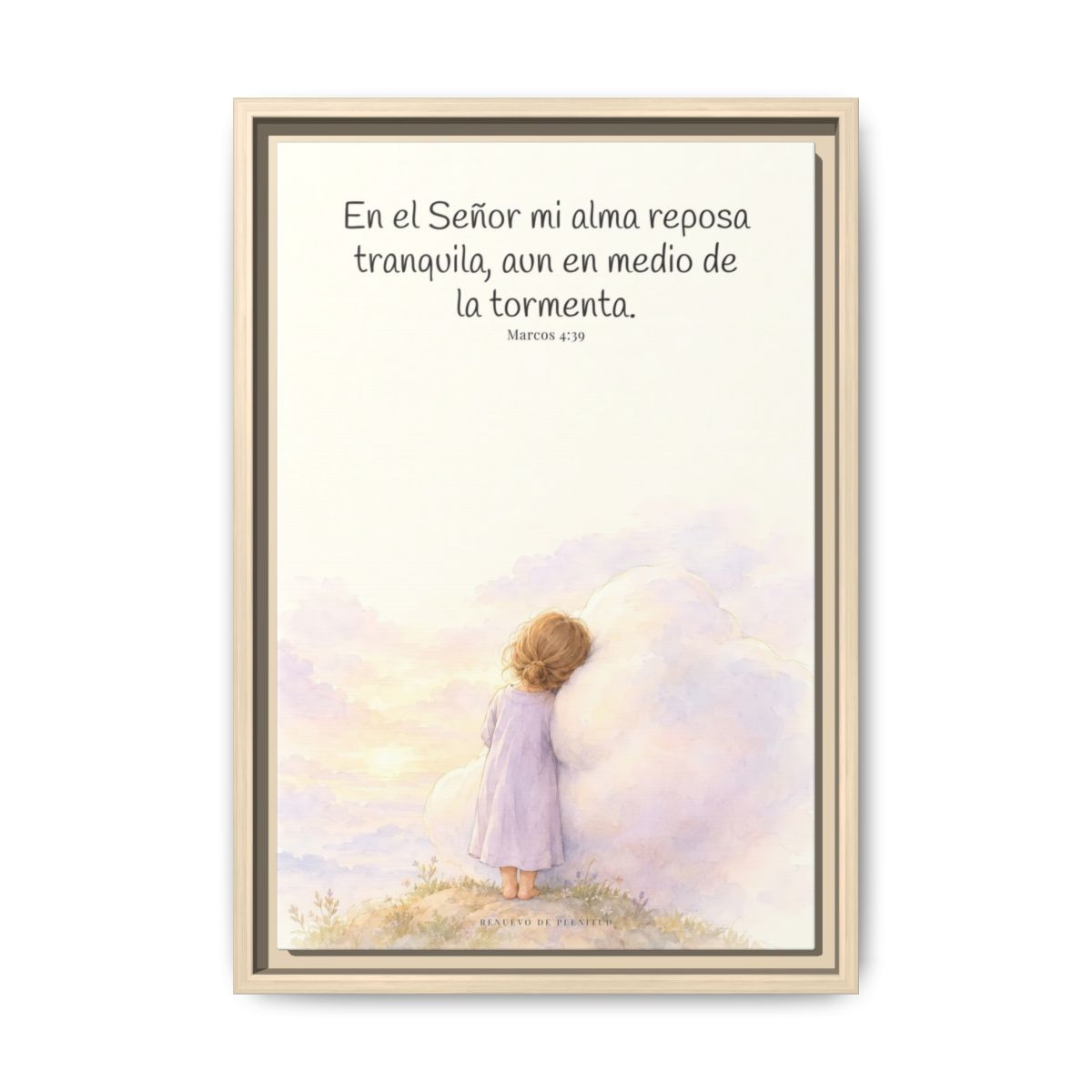 En el Señor mi alma reposa tranquila | Lienzo de fe para el hogar | Marcos 4:39 — 12×18 pulgadas, marco natural, vista frontal