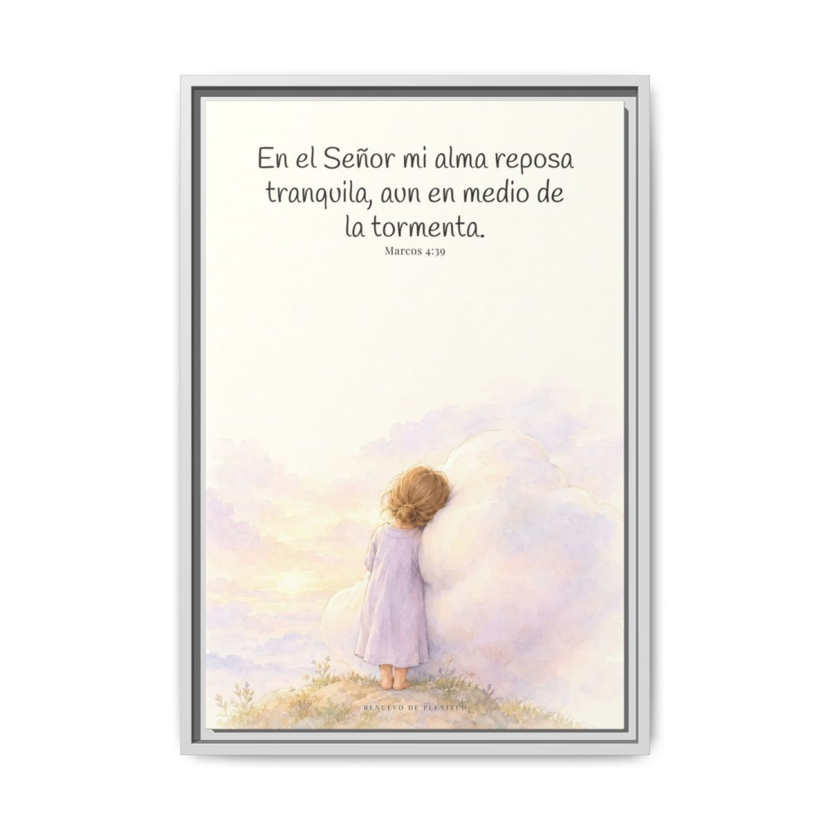 En el Señor mi alma reposa tranquila | Lienzo de fe para el hogar | Marcos 4:39 — 16×24 pulgadas, marco blanco, vista frontal