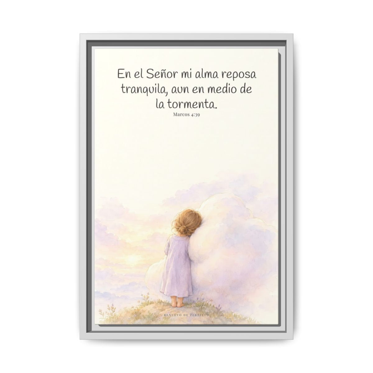 En el Señor mi alma reposa tranquila | Lienzo de fe para el hogar | Marcos 4:39 — 12×18 pulgadas, marco blanco, vista frontal