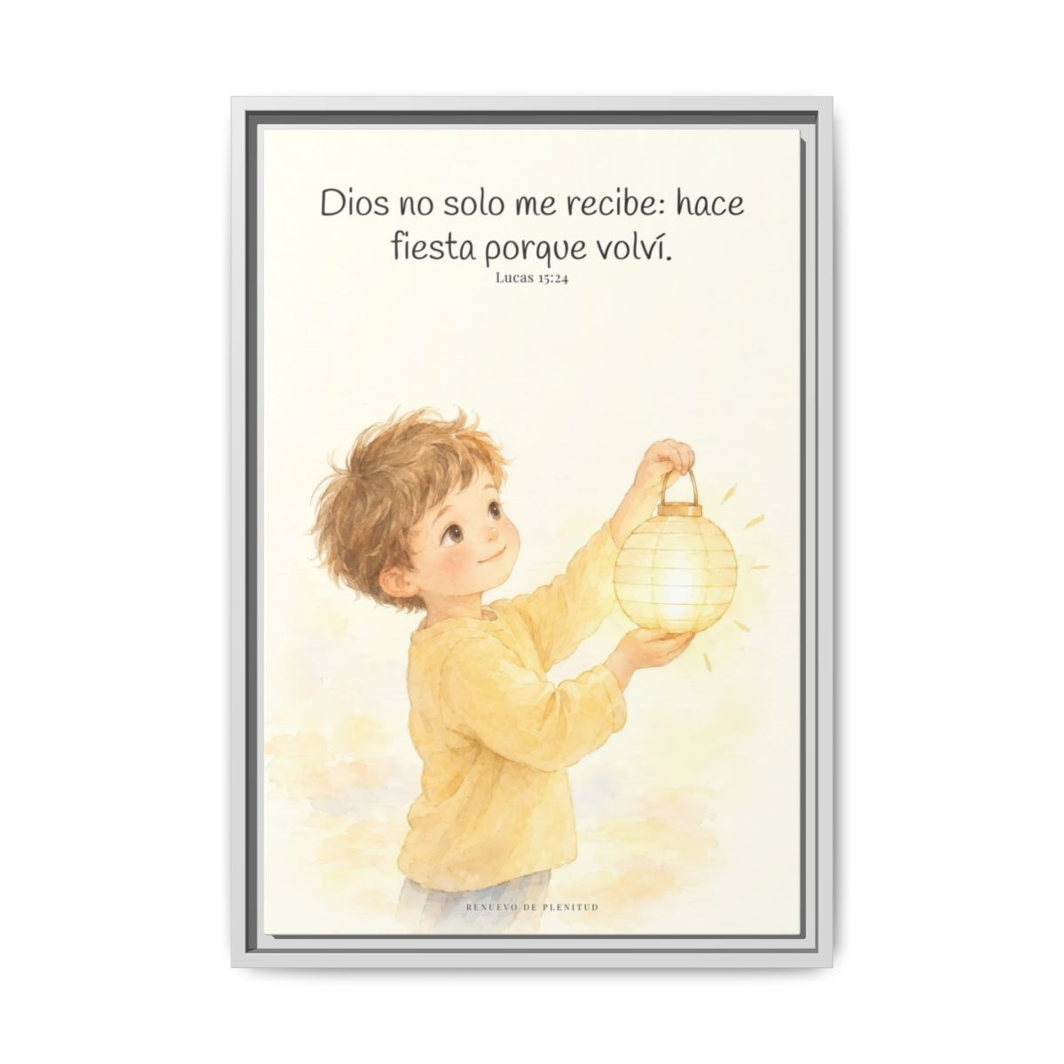 Era tiempo de hacer fiesta y regocijarnos — Lienzo Cristiano Enmarcado | Lucas 15:24 — 16×24 pulgadas, marco blanco, vista frontal
