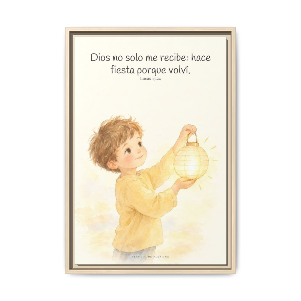 Era tiempo de hacer fiesta y regocijarnos — Lienzo Cristiano Enmarcado | Lucas 15:24 — 16×24 pulgadas, marco natural, vista frontal