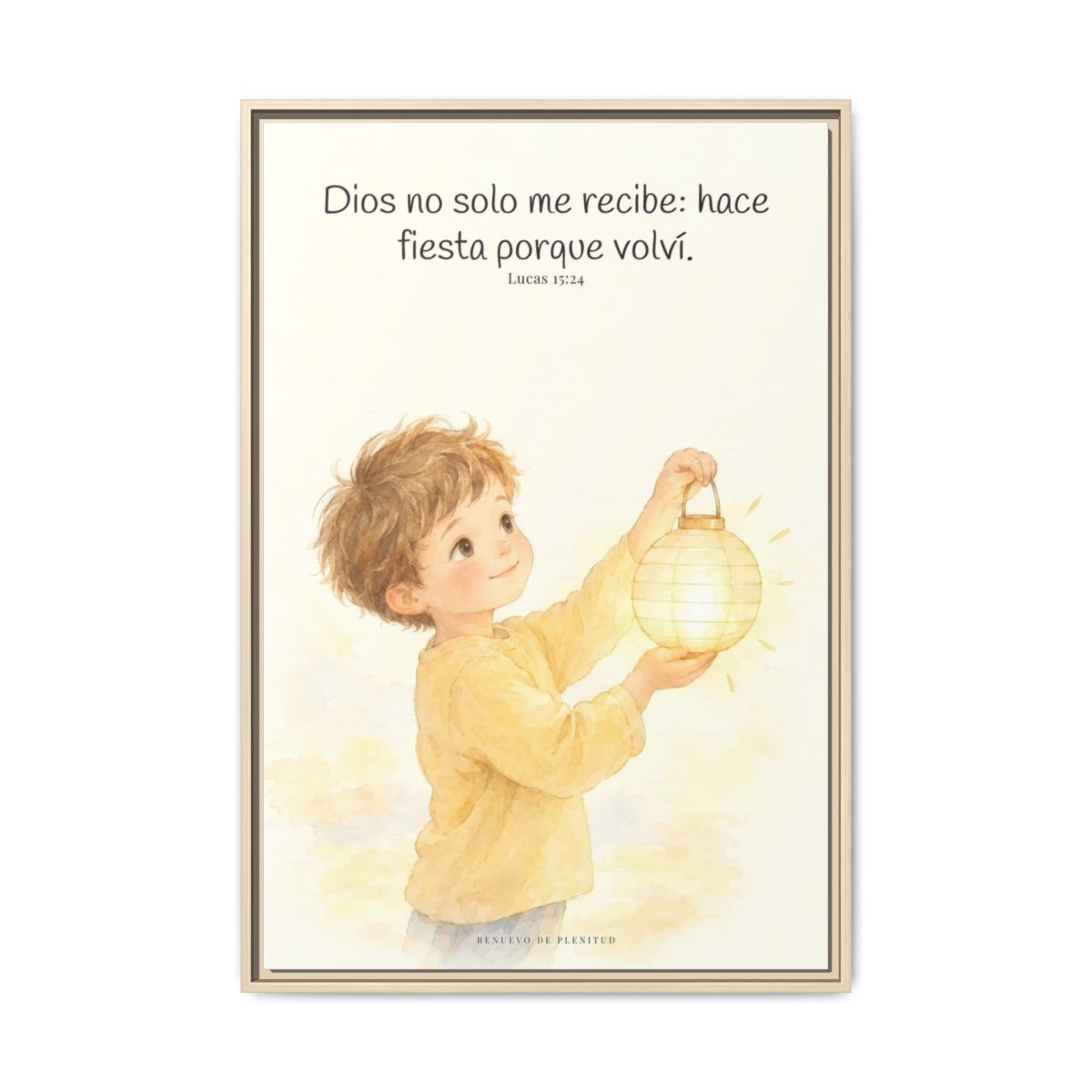 Era tiempo de hacer fiesta y regocijarnos — Lienzo Cristiano Enmarcado | Lucas 15:24 — 24×36 pulgadas, marco natural, vista frontal