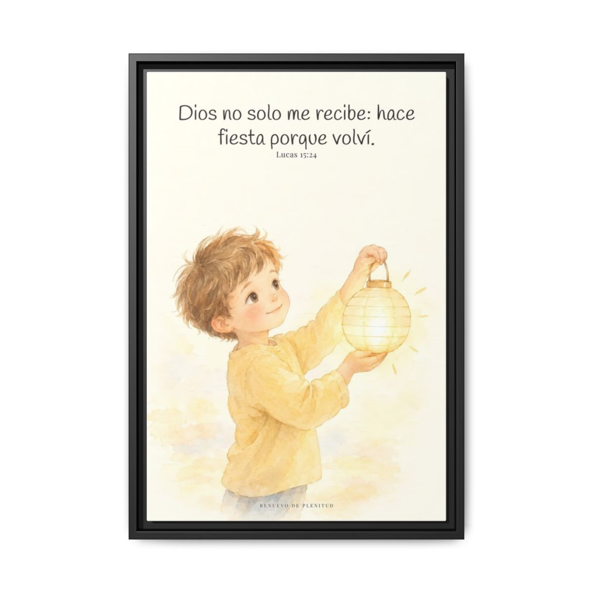 Era tiempo de hacer fiesta y regocijarnos — Lienzo Cristiano Enmarcado | Lucas 15:24 — 16×24 pulgadas, marco negro, vista frontal