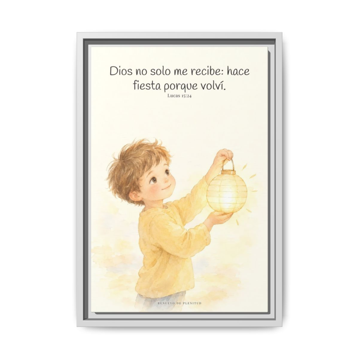 Era tiempo de hacer fiesta y regocijarnos — Lienzo Cristiano Enmarcado | Lucas 15:24 — 12×18 pulgadas, marco blanco, vista frontal