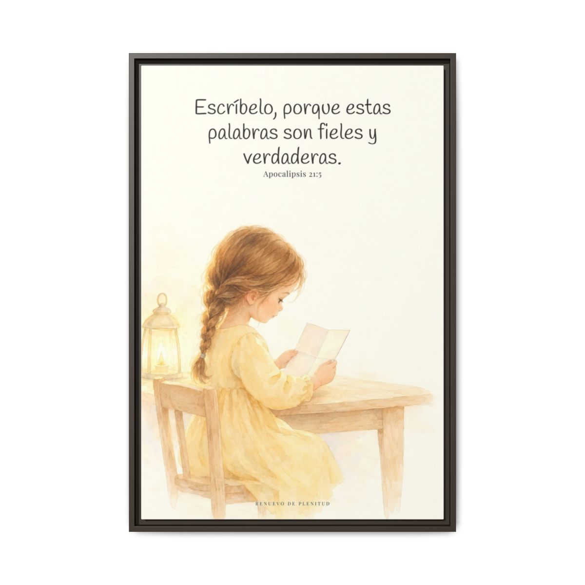 Estas palabras son fieles y verdaderas — Lienzo Cristiano Enmarcado | Apocalipsis 21:5 — 24×36 pulgadas, marco espresso, vista frontal