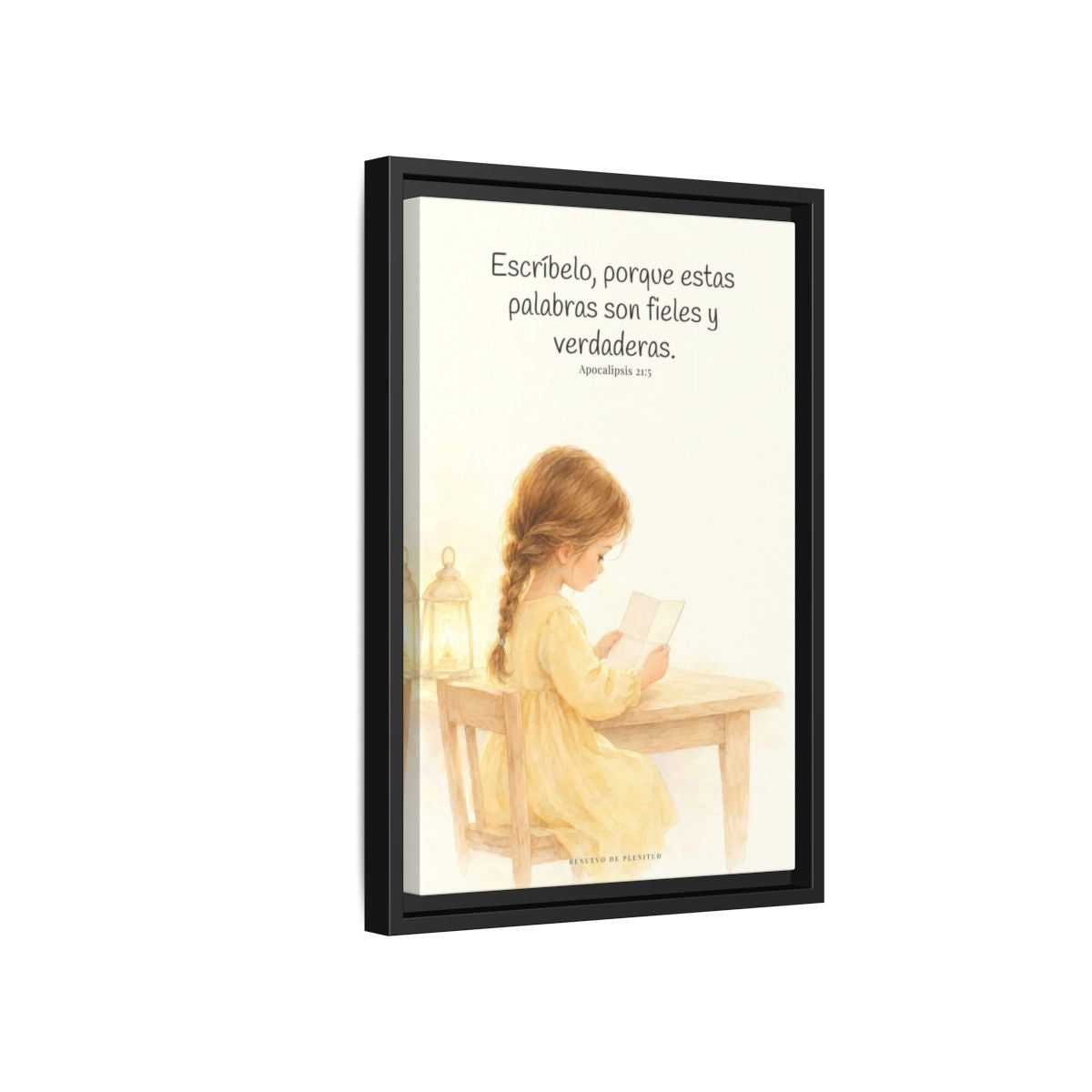 Estas palabras son fieles y verdaderas — Lienzo Cristiano Enmarcado | Apocalipsis 21:5 — 12×18 pulgadas, marco negro, vista lateral del marco flotante