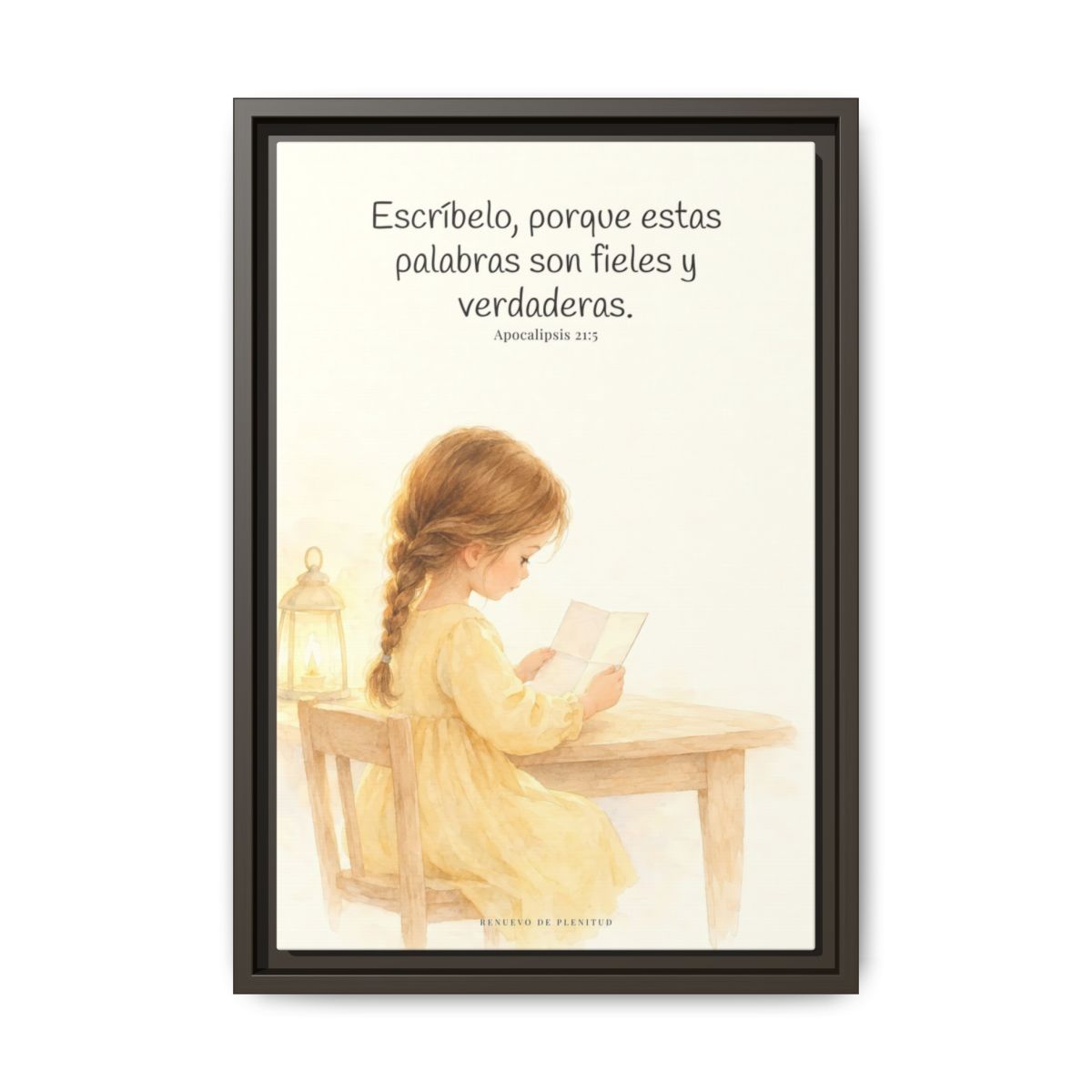 Estas palabras son fieles y verdaderas — Lienzo Cristiano Enmarcado | Apocalipsis 21:5 — 12×18 pulgadas, marco espresso, vista frontal