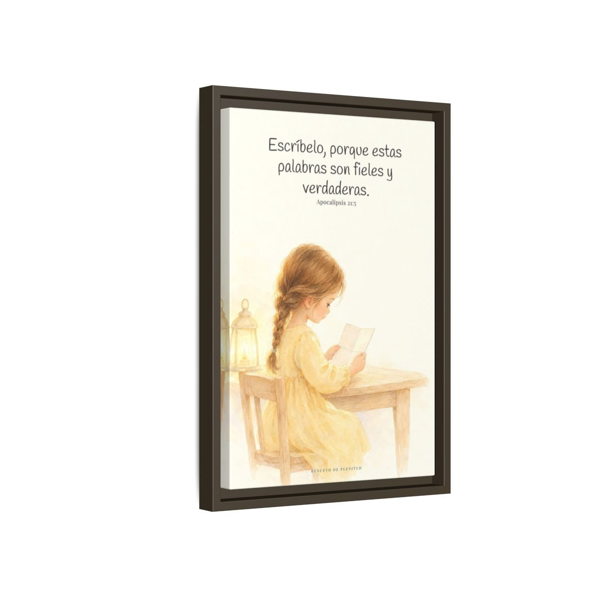 Estas palabras son fieles y verdaderas — Lienzo Cristiano Enmarcado | Apocalipsis 21:5 — 12×18 pulgadas, marco espresso, vista lateral del marco flotante