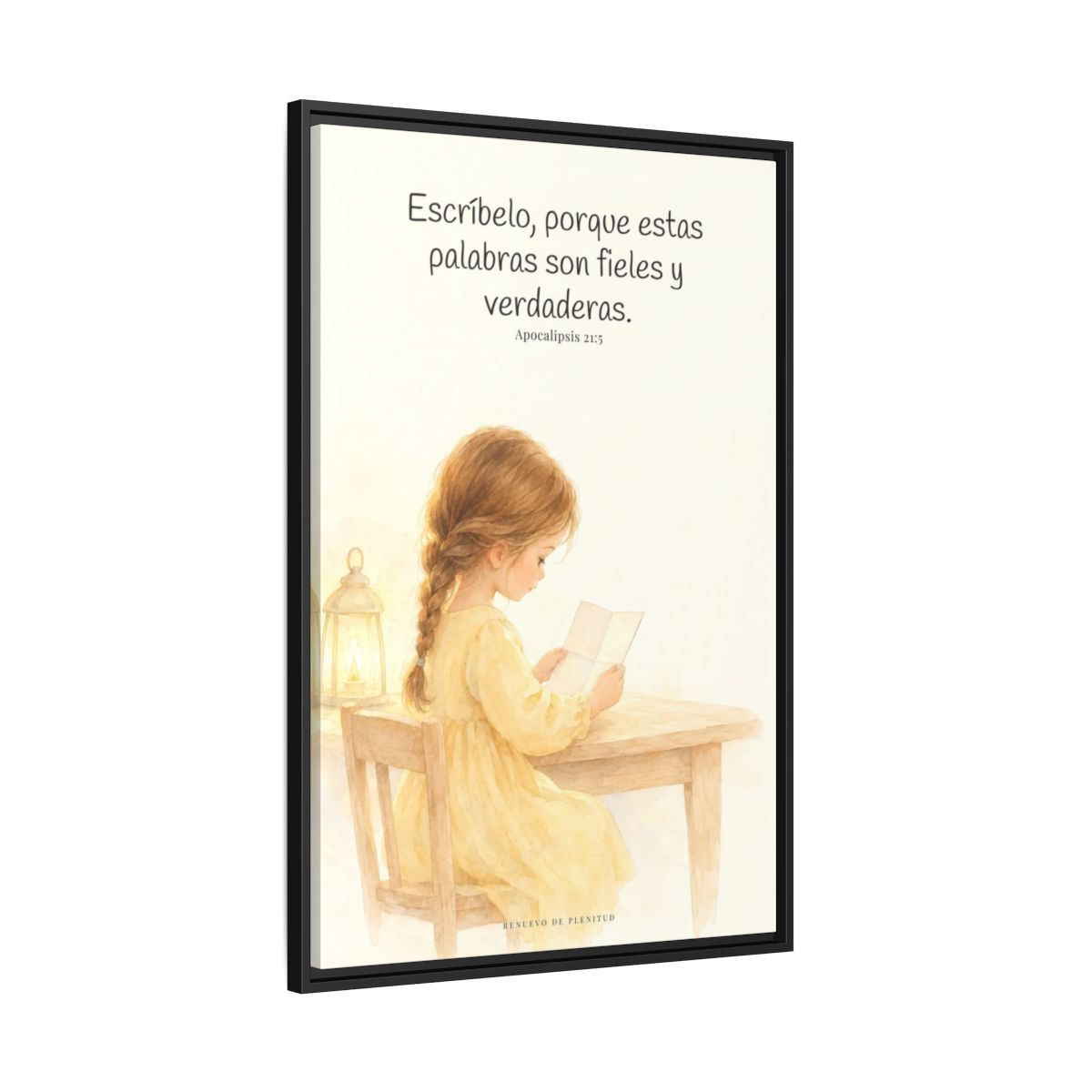 Estas palabras son fieles y verdaderas — Lienzo Cristiano Enmarcado | Apocalipsis 21:5 — 24×36 pulgadas, marco negro, vista lateral del marco flotante