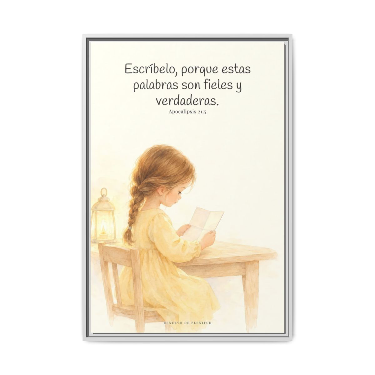 Estas palabras son fieles y verdaderas — Lienzo Cristiano Enmarcado | Apocalipsis 21:5 — 24×36 pulgadas, marco blanco, vista frontal