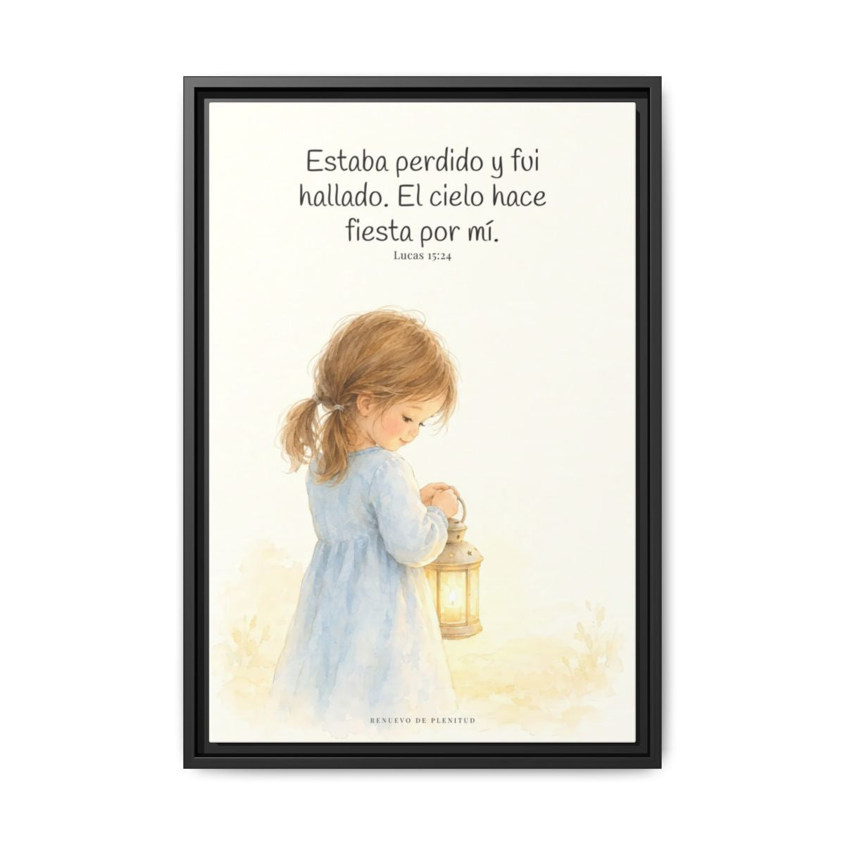 Este mi hijo perdido ha sido hallado — Lienzo Cristiano Enmarcado | Lucas 15:24 — 16×24 pulgadas, marco negro, vista frontal