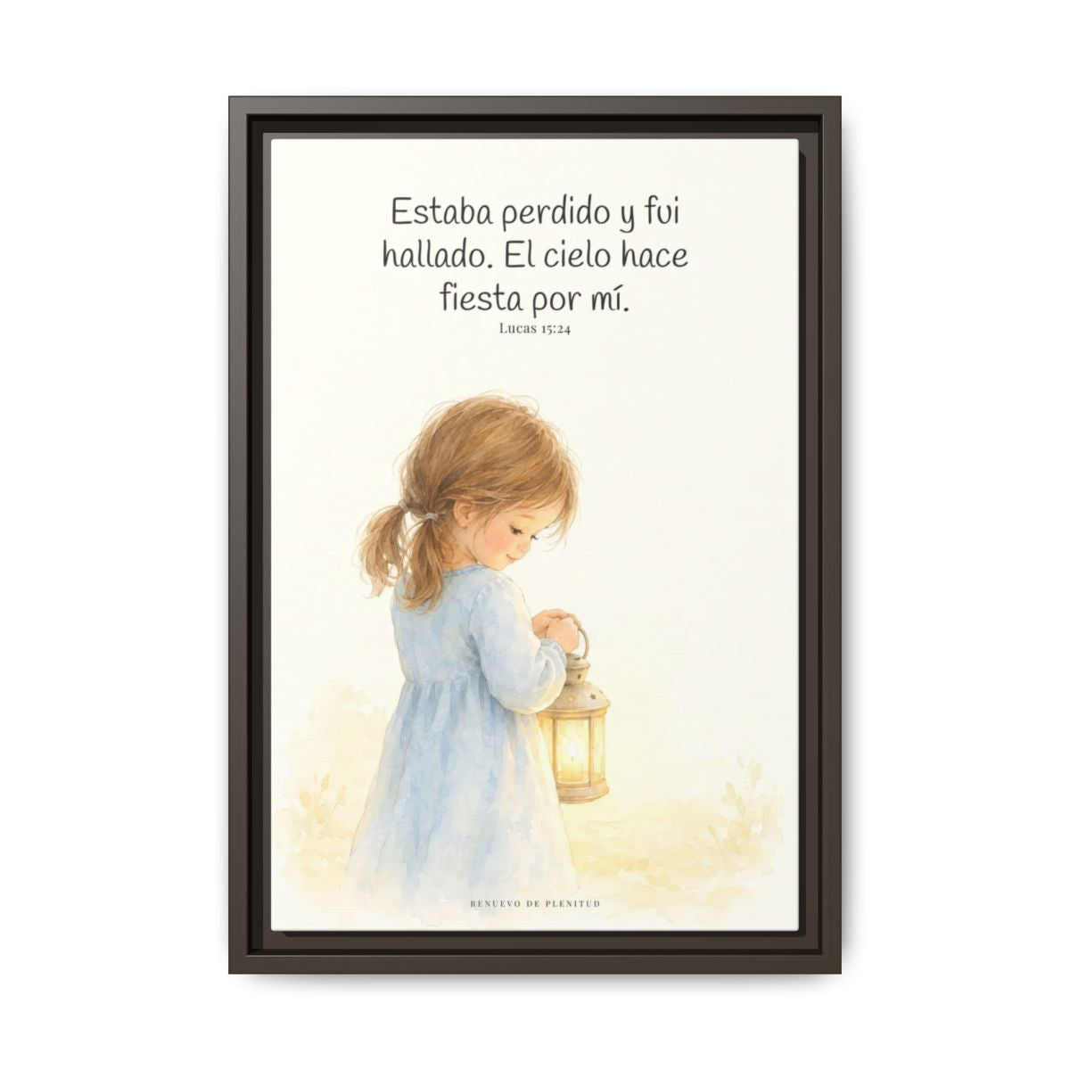 Este mi hijo perdido ha sido hallado — Lienzo Cristiano Enmarcado | Lucas 15:24 — 12×18 pulgadas, marco espresso, vista frontal