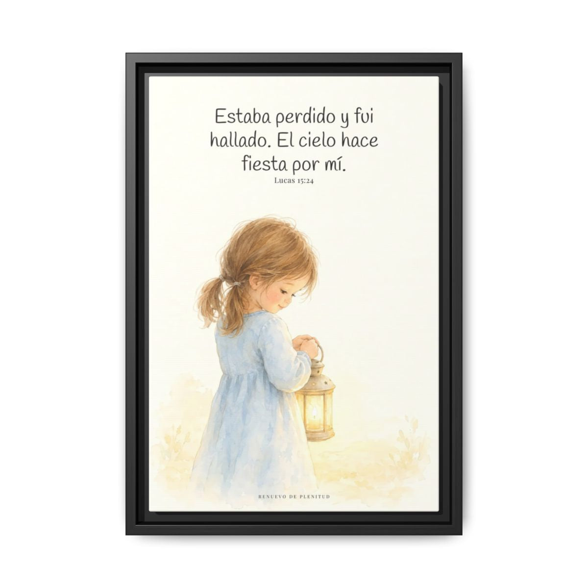 Este mi hijo perdido ha sido hallado — Lienzo Cristiano Enmarcado | Lucas 15:24 — 12×18 pulgadas, marco negro, vista frontal
