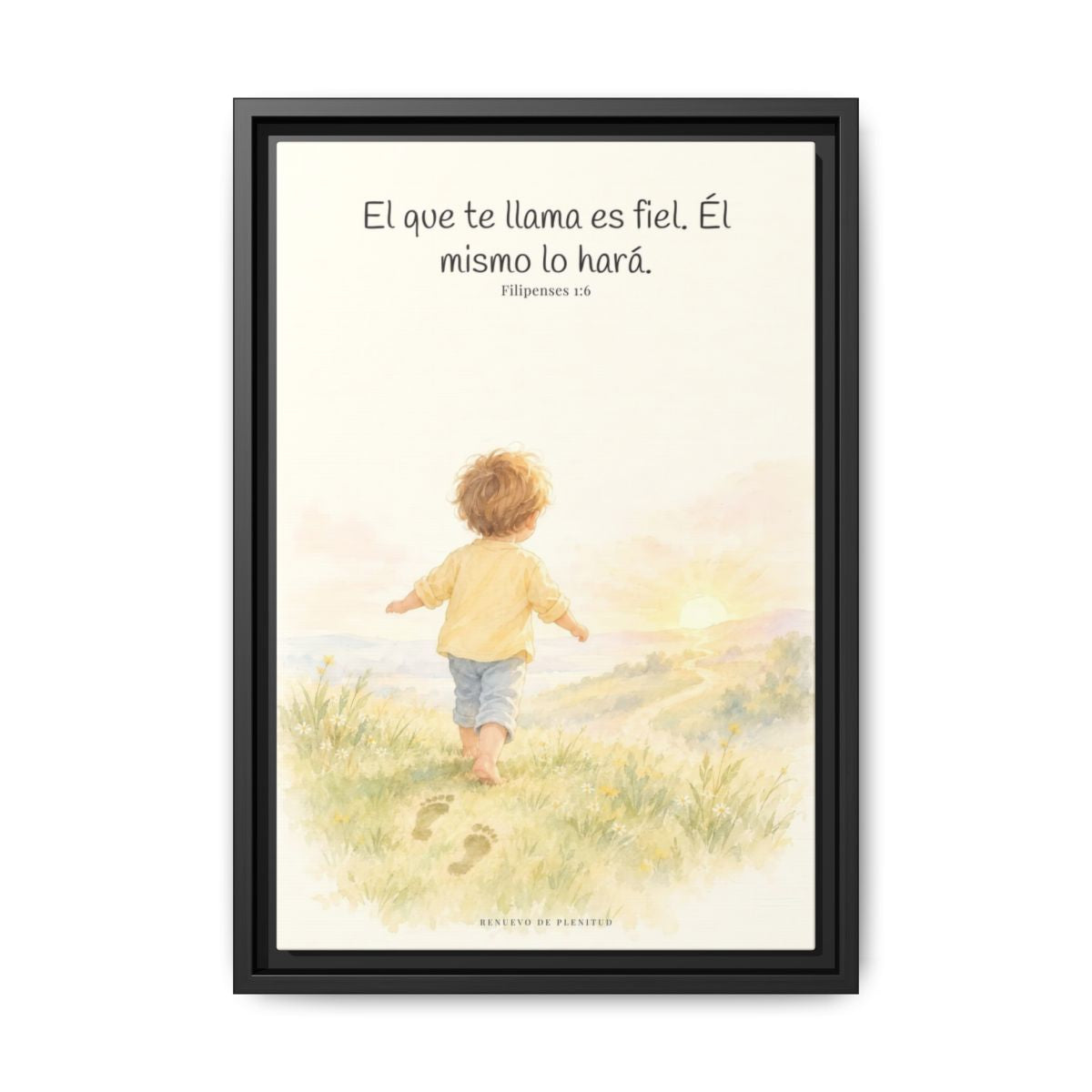Fiel es el que os llama, el cual también lo hará — Lienzo Cristiano Enmarcado | Filipenses 1:6 — 12×18 pulgadas, marco negro, vista frontal
