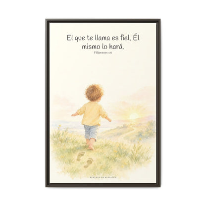 Fiel es el que os llama, el cual también lo hará — Lienzo Cristiano Enmarcado | Filipenses 1:6 — 24×36 pulgadas, marco espresso, vista frontal