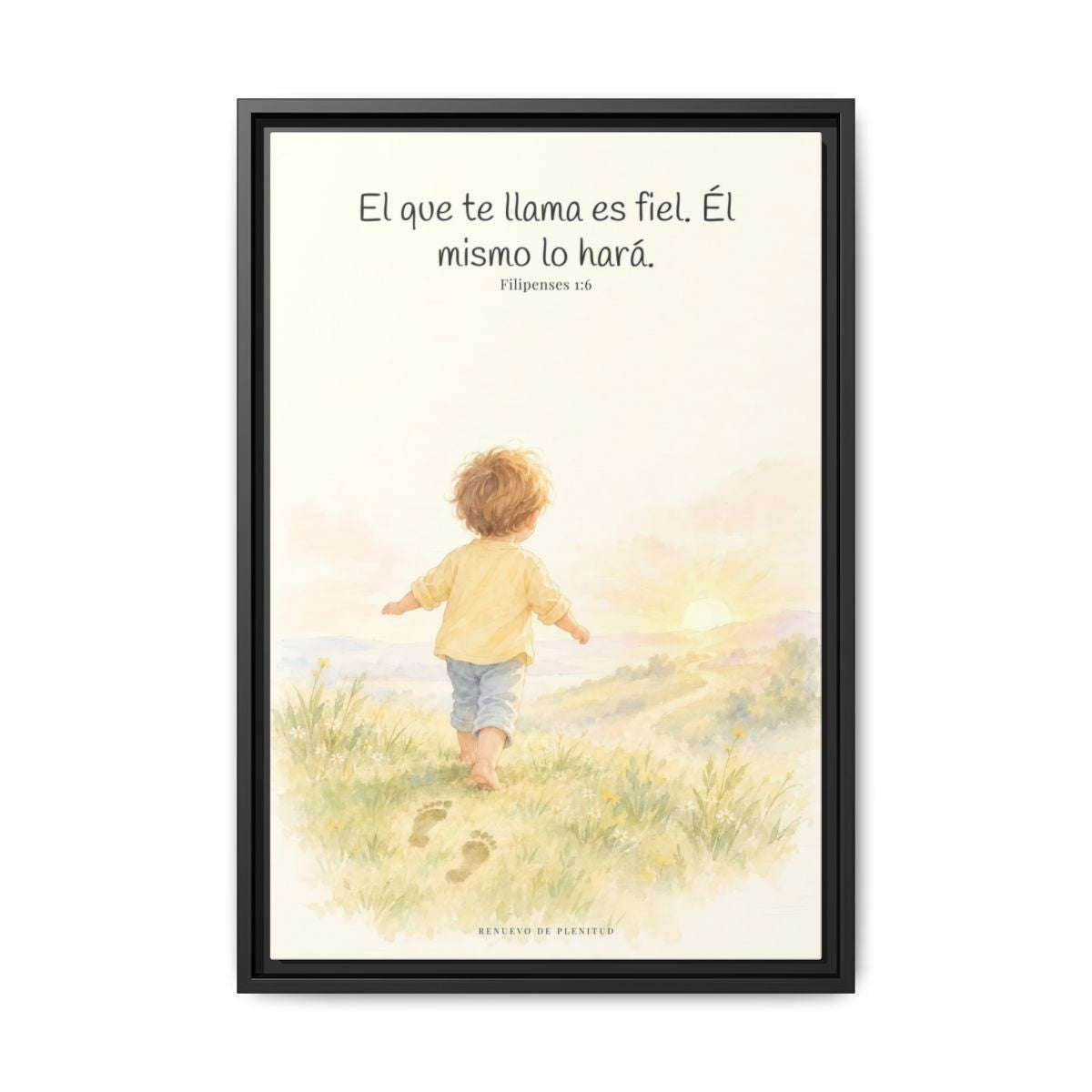 Fiel es el que os llama, el cual también lo hará — Lienzo Cristiano Enmarcado | Filipenses 1:6 — 16×24 pulgadas, marco negro, vista frontal