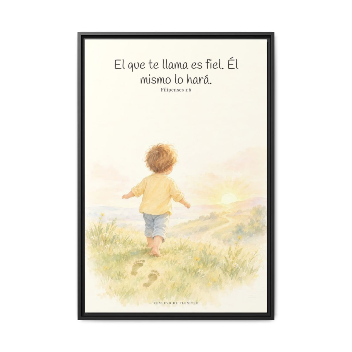 Fiel es el que os llama, el cual también lo hará — Lienzo Cristiano Enmarcado | Filipenses 1:6 — 24×36 pulgadas, marco negro, vista frontal
