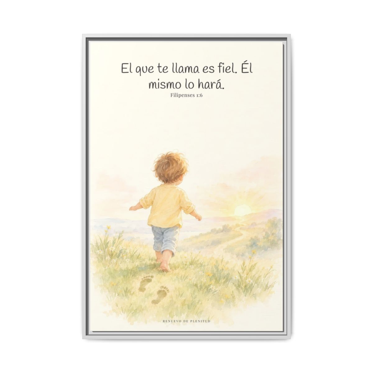 Fiel es el que os llama, el cual también lo hará — Lienzo Cristiano Enmarcado | Filipenses 1:6 — 24×36 pulgadas, marco blanco, vista frontal