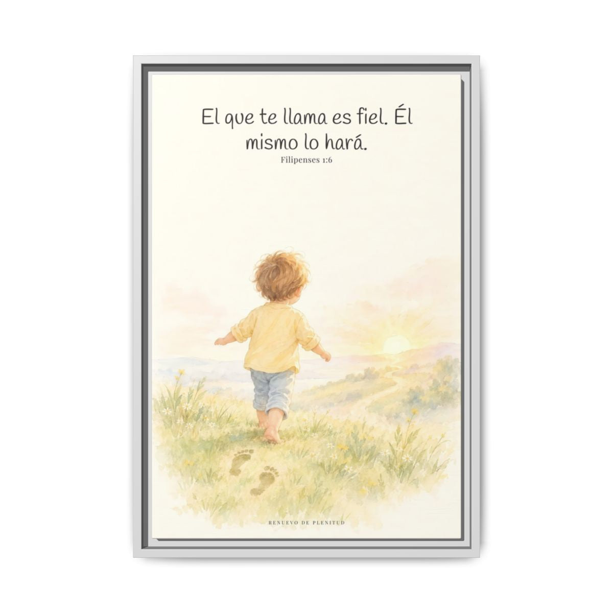 Fiel es el que os llama, el cual también lo hará — Lienzo Cristiano Enmarcado | Filipenses 1:6 — 16×24 pulgadas, marco blanco, vista frontal