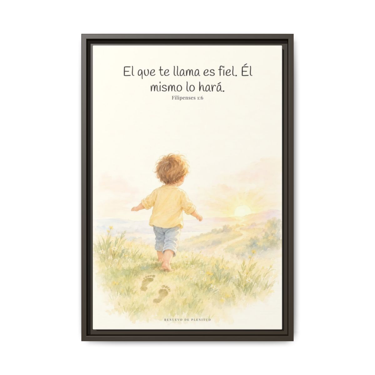 Fiel es el que os llama, el cual también lo hará — Lienzo Cristiano Enmarcado | Filipenses 1:6 — 16×24 pulgadas, marco espresso, vista frontal