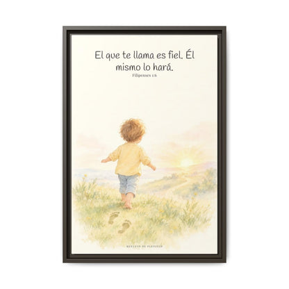 Fiel es el que os llama, el cual también lo hará — Lienzo Cristiano Enmarcado | Filipenses 1:6 — 16×24 pulgadas, marco espresso, vista frontal