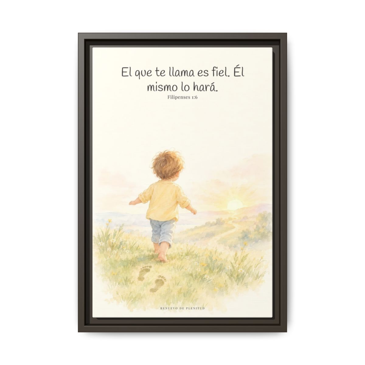 Fiel es el que os llama, el cual también lo hará — Lienzo Cristiano Enmarcado | Filipenses 1:6 — 12×18 pulgadas, marco espresso, vista frontal