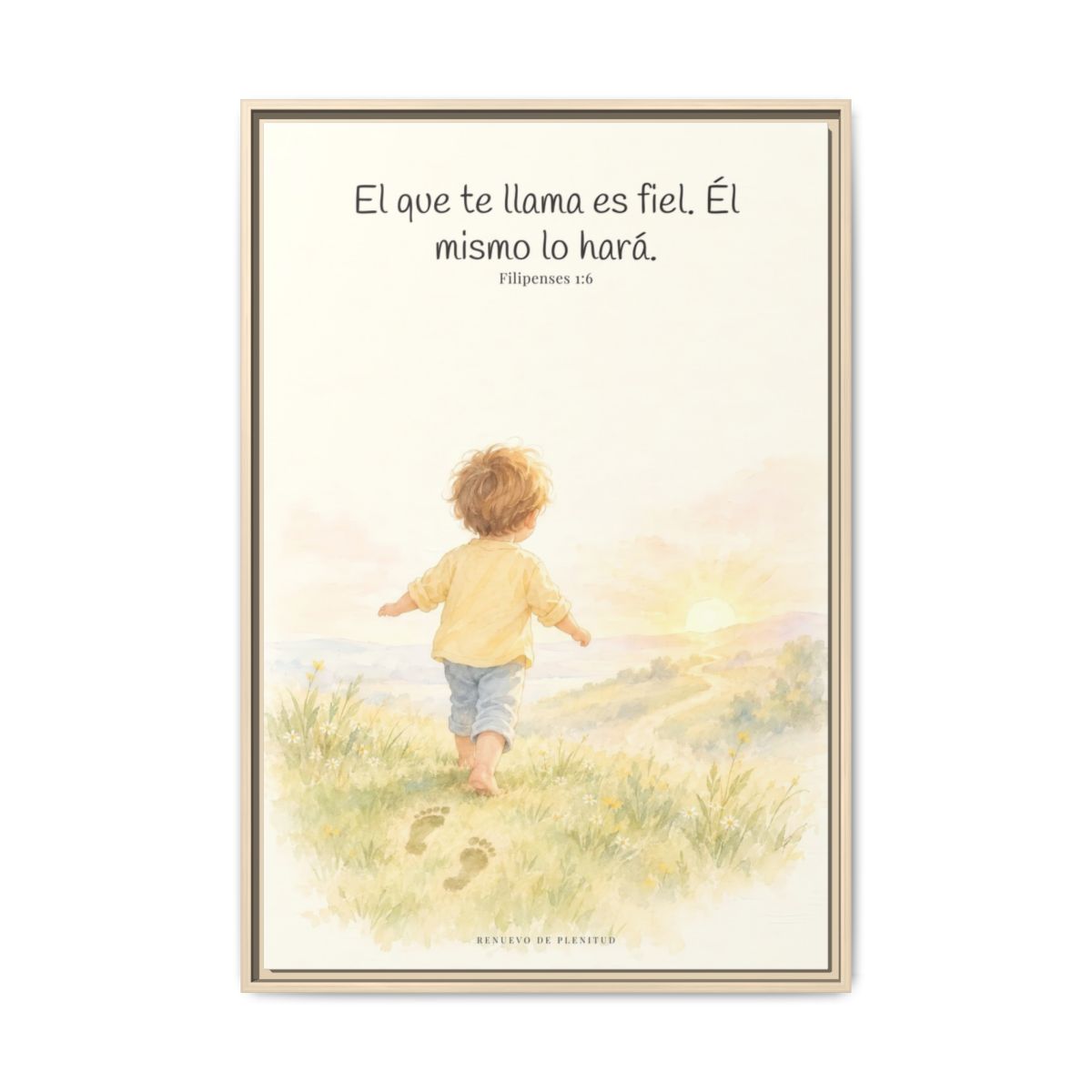 Fiel es el que os llama, el cual también lo hará — Lienzo Cristiano Enmarcado | Filipenses 1:6 — 24×36 pulgadas, marco natural, vista frontal