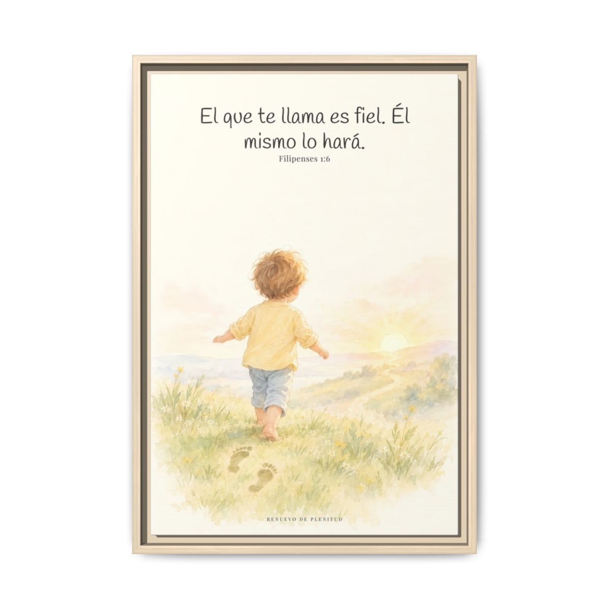 Fiel es el que os llama, el cual también lo hará — Lienzo Cristiano Enmarcado | Filipenses 1:6 — 16×24 pulgadas, marco natural, vista frontal