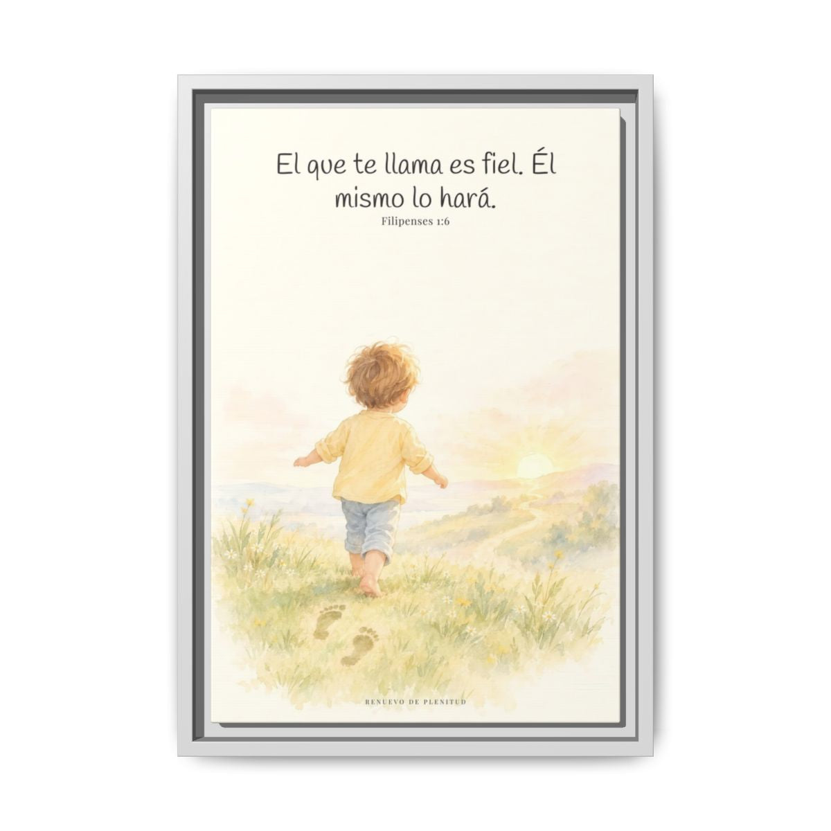 Fiel es el que os llama, el cual también lo hará — Lienzo Cristiano Enmarcado | Filipenses 1:6 — 12×18 pulgadas, marco blanco, vista frontal