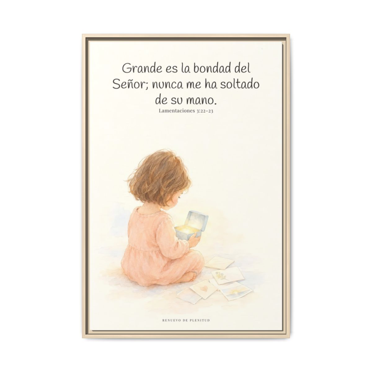 Grande es la bondad del Señor conmigo — Lienzo Cristiano Enmarcado | Lamentaciones 3:22-23 — 24×36 pulgadas, marco natural, vista frontal