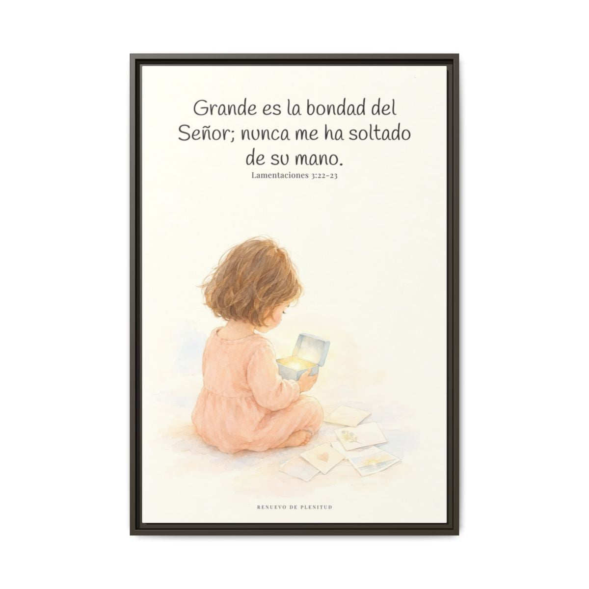 Grande es la bondad del Señor conmigo — Lienzo Cristiano Enmarcado | Lamentaciones 3:22-23 — 24×36 pulgadas, marco espresso, vista frontal