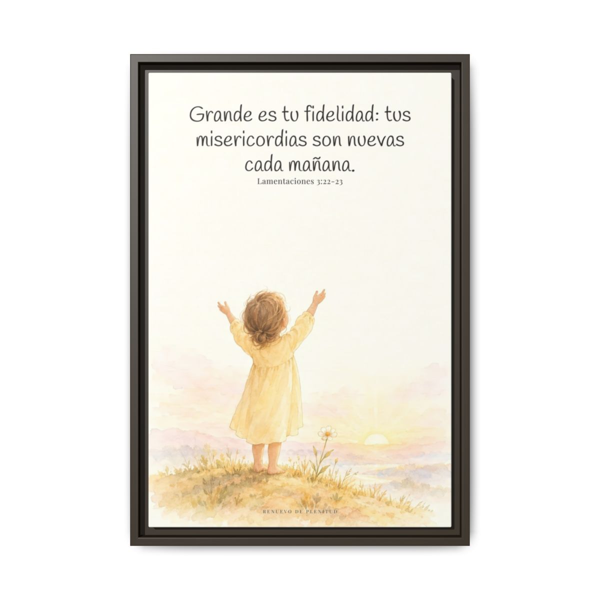 Grande es tu fidelidad, oh Dios — Lienzo Cristiano Enmarcado | Lamentaciones 3:22-23 — 16×24 pulgadas, marco espresso, vista frontal