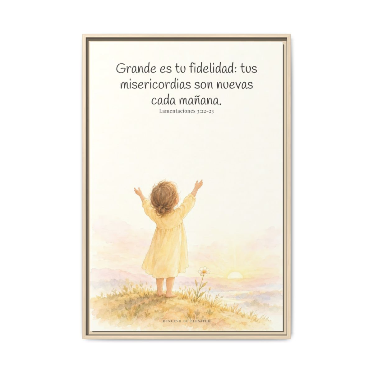 Grande es tu fidelidad, oh Dios — Lienzo Cristiano Enmarcado | Lamentaciones 3:22-23 — 24×36 pulgadas, marco natural, vista frontal