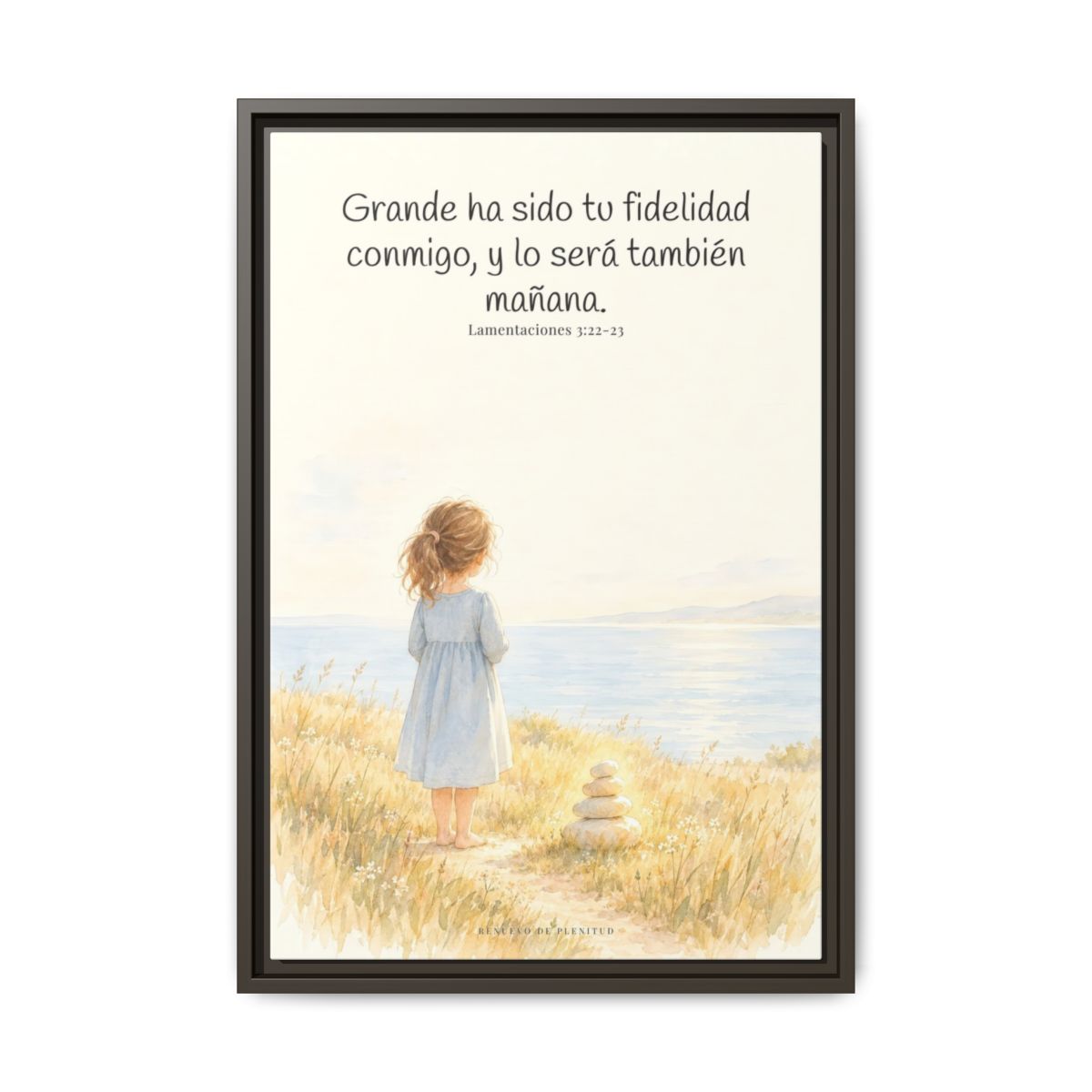 Grande ha sido tu fidelidad, Señor — Lienzo Cristiano Enmarcado | Lamentaciones 3:22-23 — 16×24 pulgadas, marco espresso, vista frontal