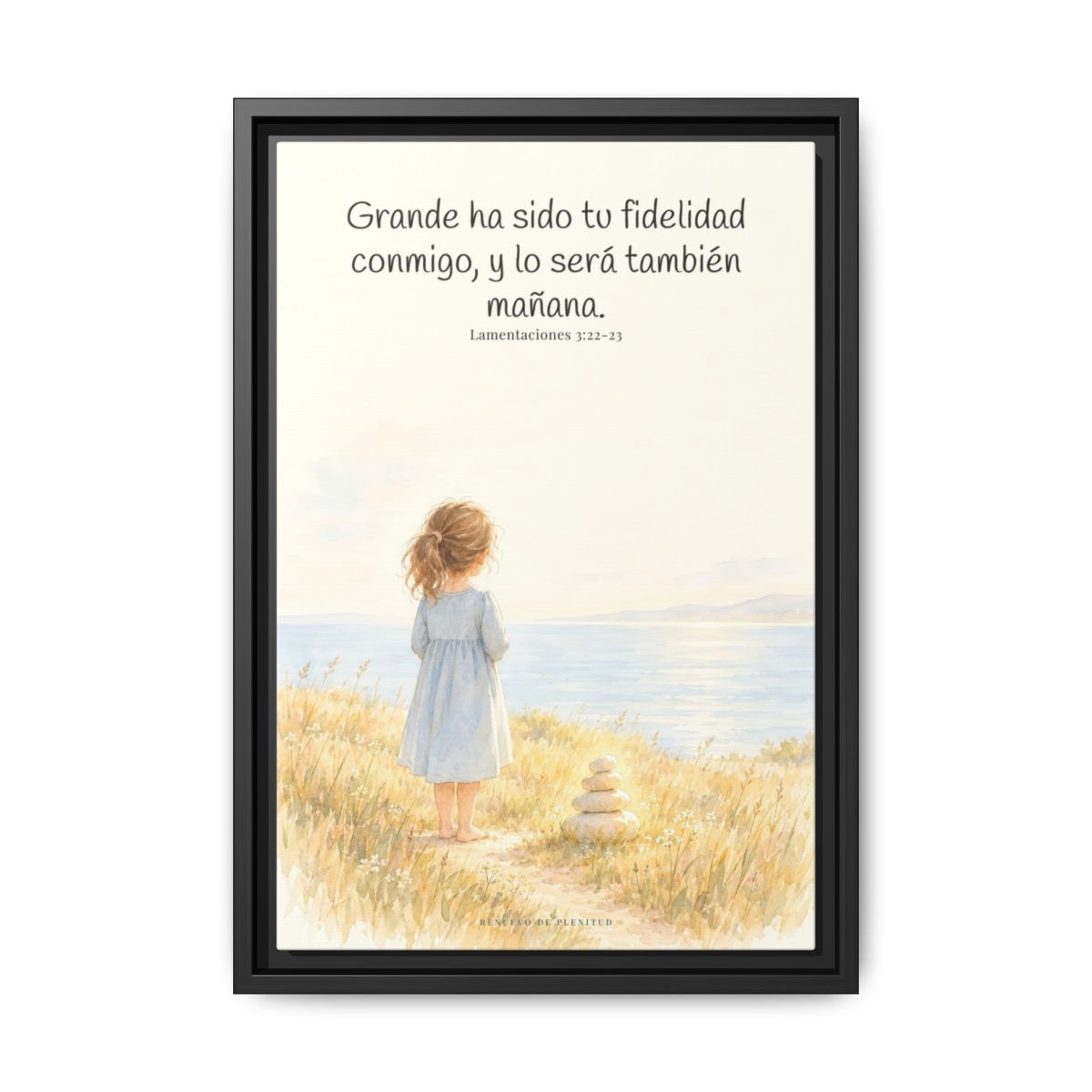 Grande ha sido tu fidelidad, Señor — Lienzo Cristiano Enmarcado | Lamentaciones 3:22-23 — 12×18 pulgadas, marco negro, vista frontal