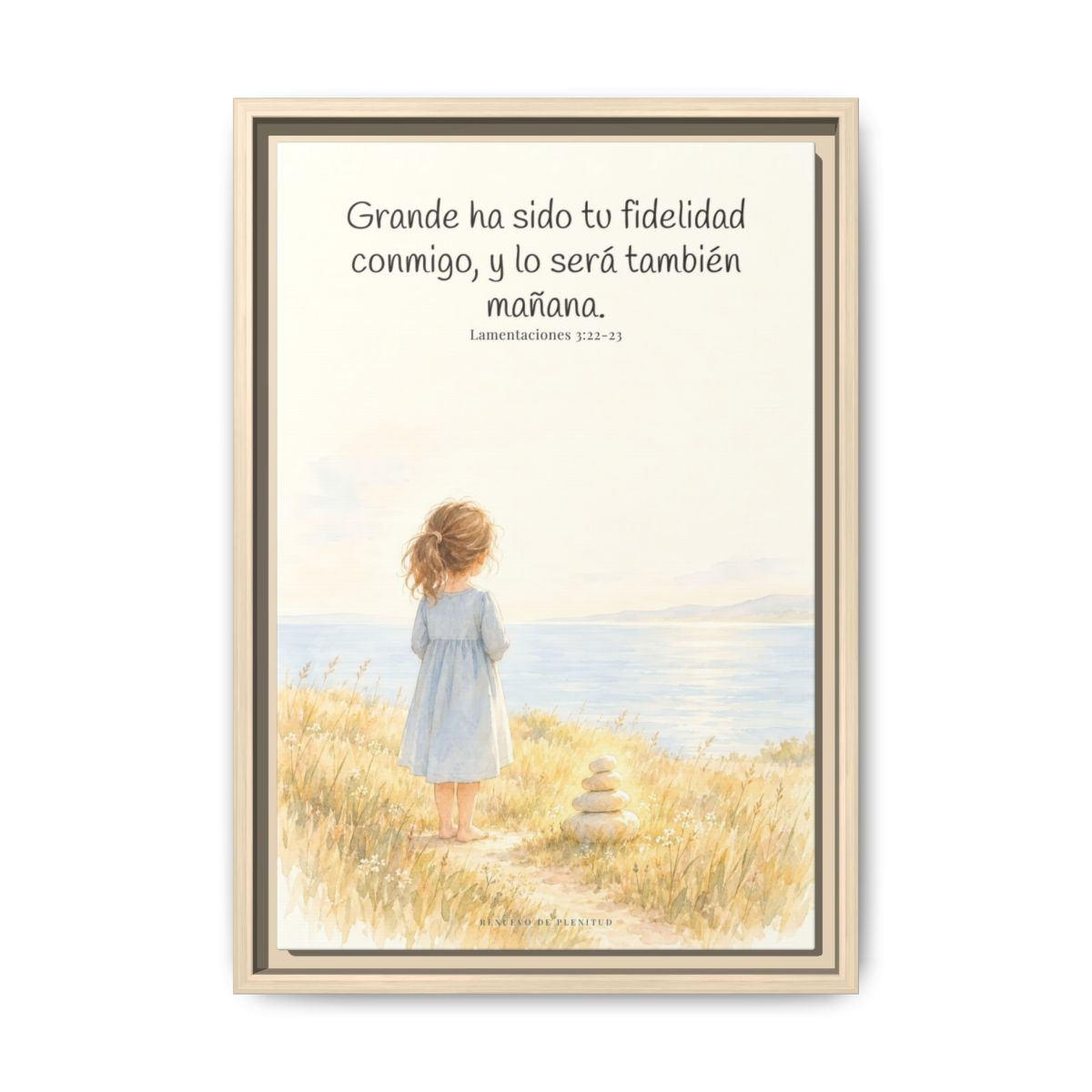 Grande ha sido tu fidelidad, Señor — Lienzo Cristiano Enmarcado | Lamentaciones 3:22-23 — 12×18 pulgadas, marco natural, vista frontal