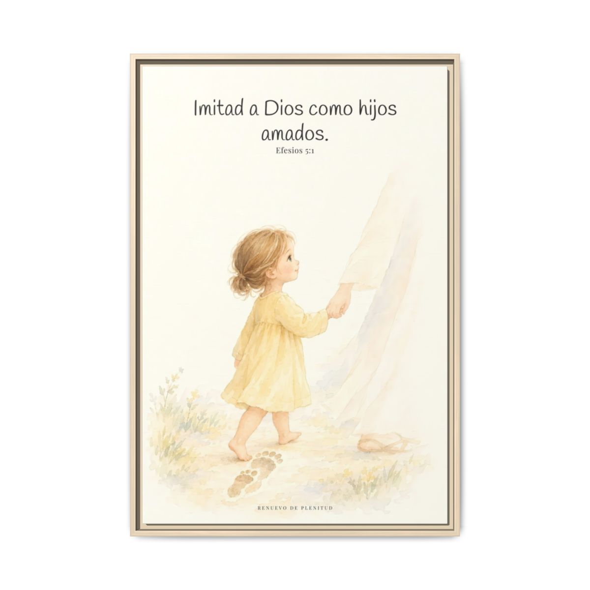 Imitad a Dios como hijos amados — Lienzo Cristiano Enmarcado | Efesios 5:1 — 24×36 pulgadas, marco natural, vista frontal